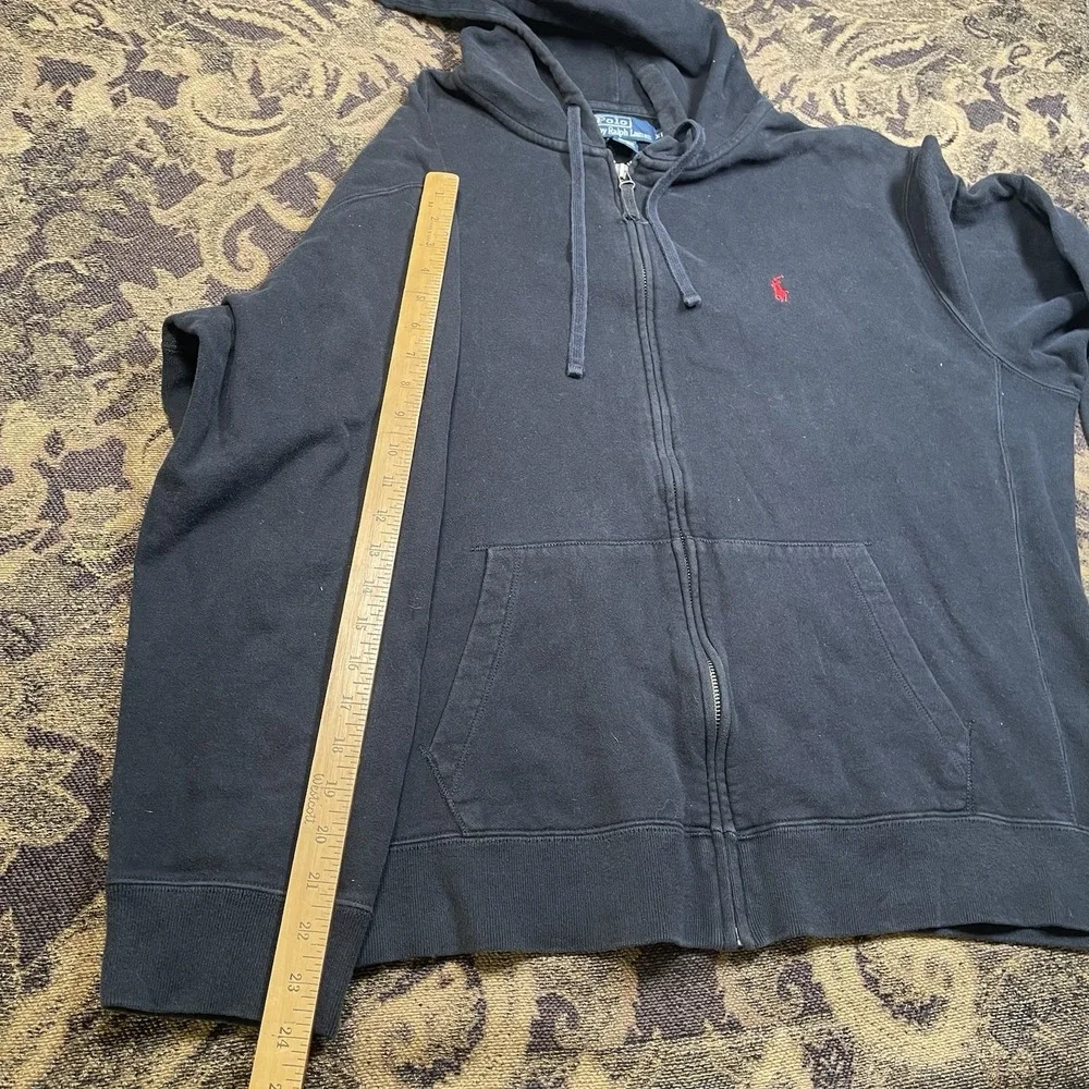 Polo Ralph Lauren Full Zip Thick Hoodie Black Sweater Mens Size XL